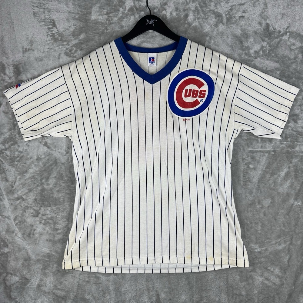 Vintage Russell Athletic Sammy Sosa Chicago Cubs T-Shirt Size XXL 90s Pinstripe